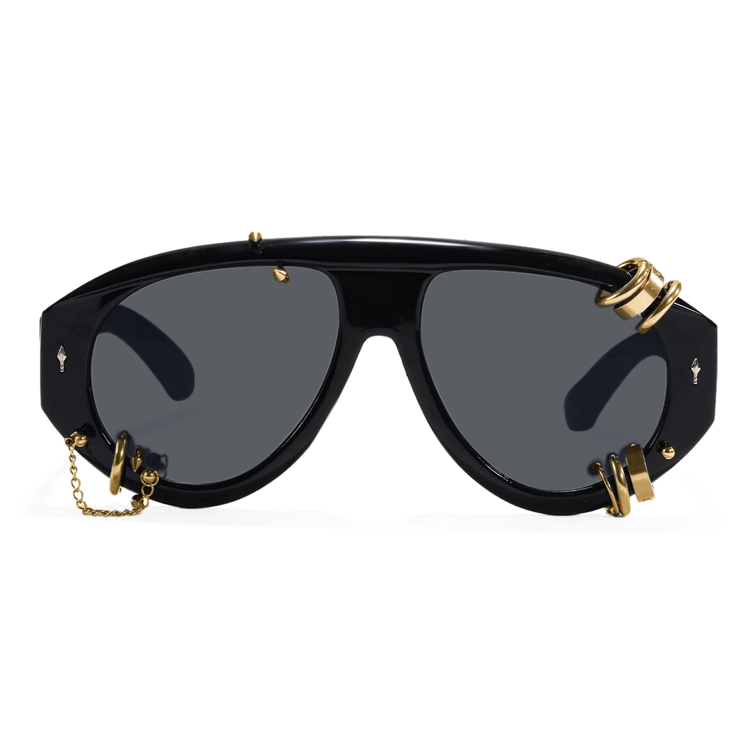 Front view of Wisp aviator pc handcrafted polarized sunglasses AP0082604 in gold