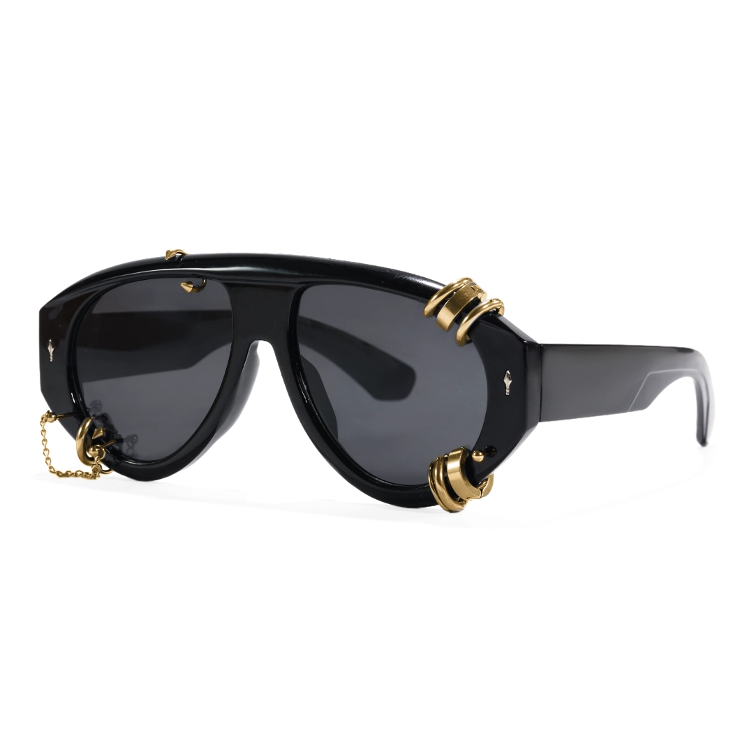 Angle view of Wisp aviator pc sunglasses AP0082604 in gold