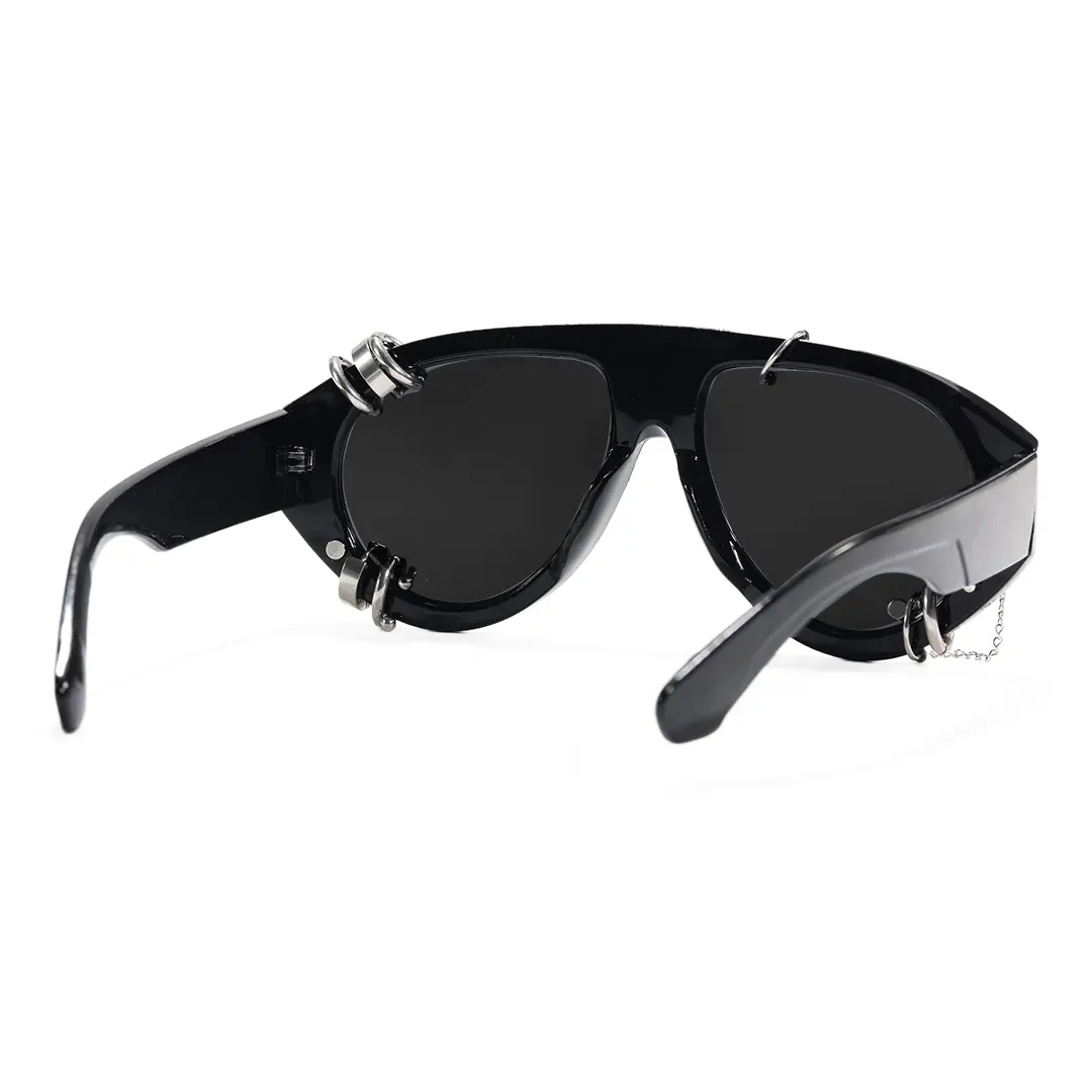 Back view of Wisp fashion aviator pc handcrafted polarized sunglasses AP0082604 in silver