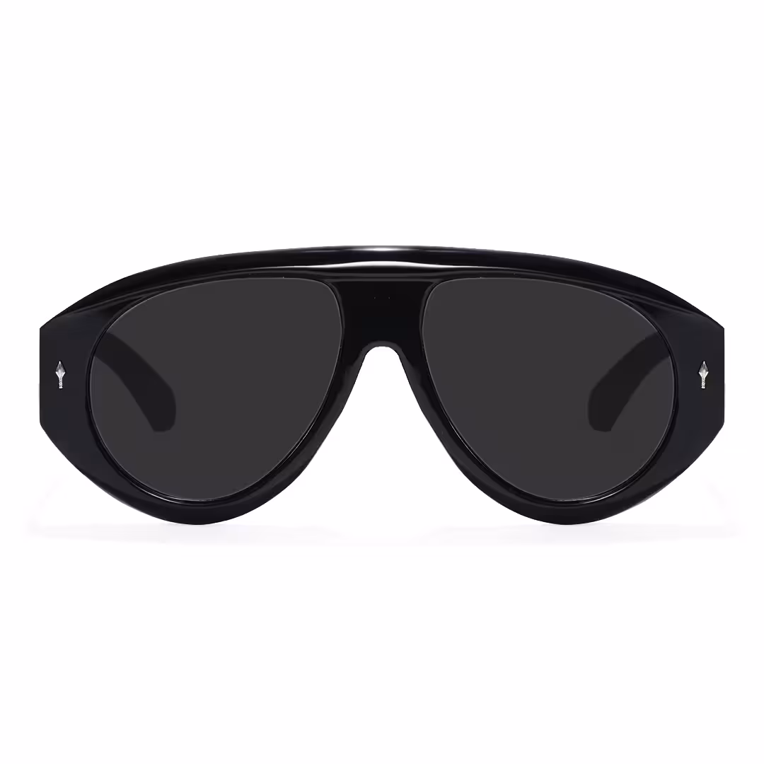 Front view of Aveline vintage aviator pc sunglasses AP0132603 in black