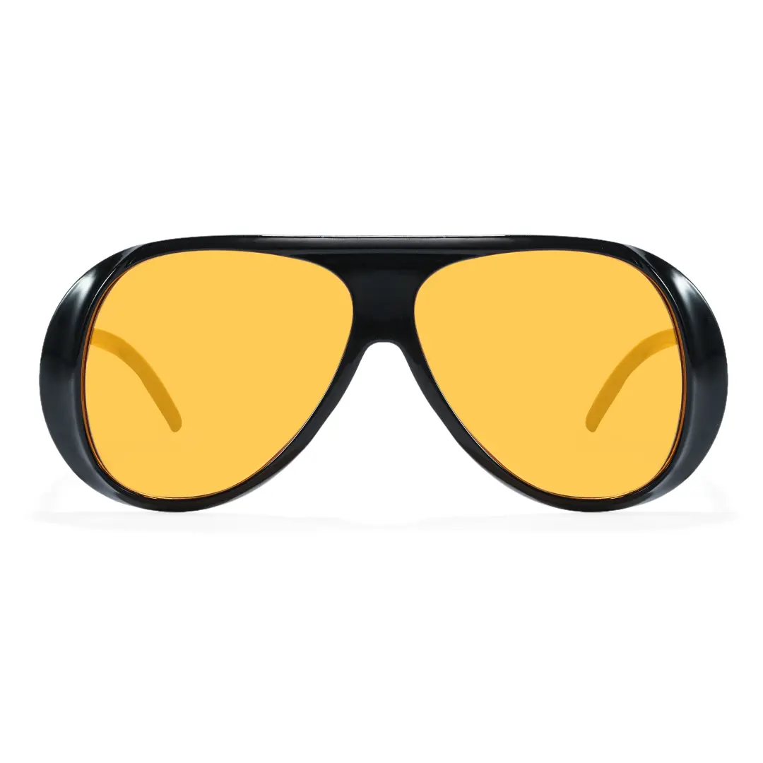 Front view of Lumina vintage aviator pc sunglasses AP0172604 in black