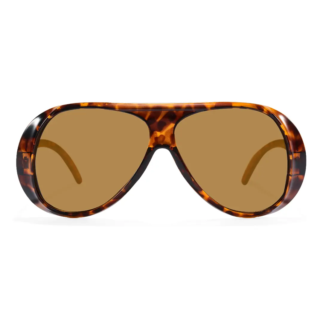 Front view of Lumina vintage aviator pc sunglasses AP0172604 in tortosie