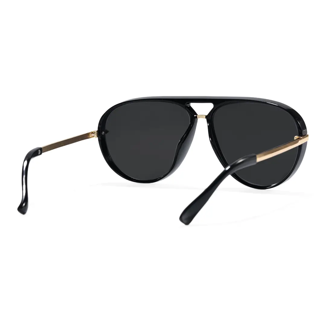 Back view of Rowanr vintage aviator pc sunglasses AP0352604 in black