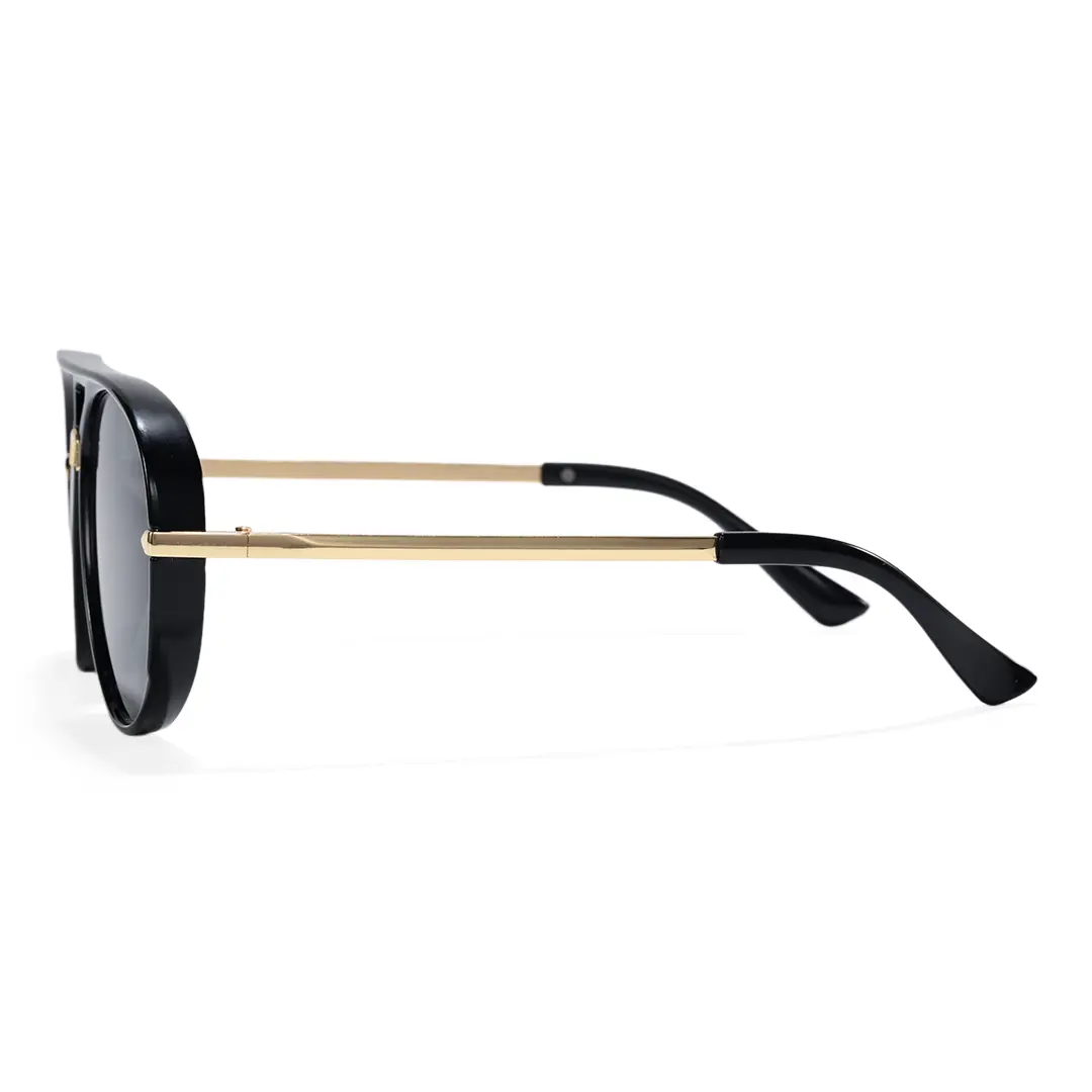 Side view of Rowanr vintage aviator pc sunglasses AP0352604 in black