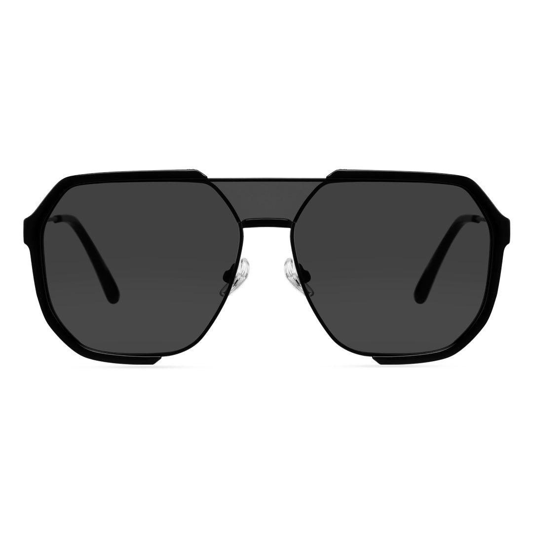 Front view of Phoenix fashion aviator tr90 sunglasses AR0042410 in black