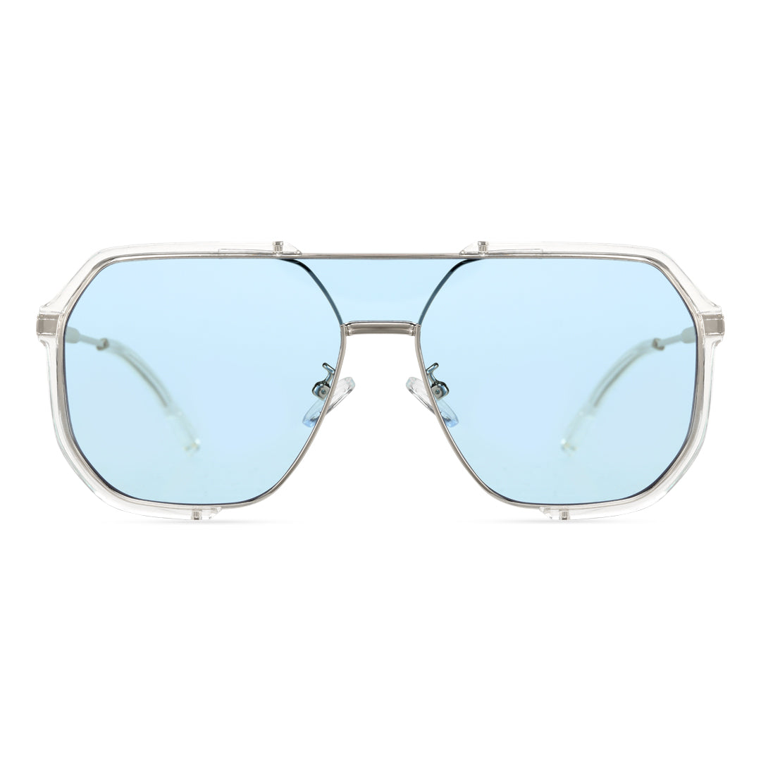 Front view of Phoenix fashion aviator tr90 sunglasses AR0042410 in blue