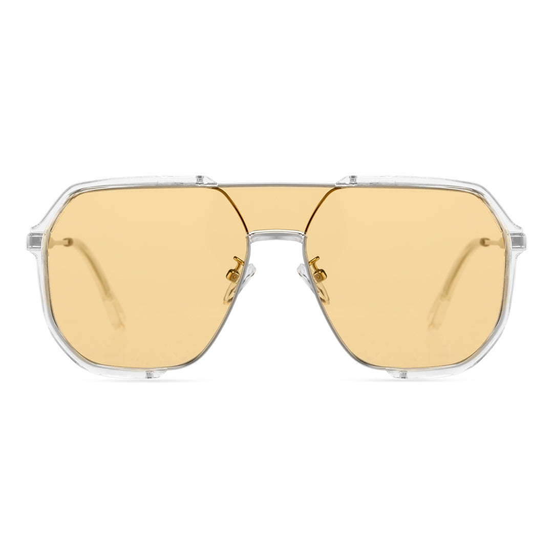 Front view of Phoenix fashion aviator tr90 sunglasses AR0042410 in yellow