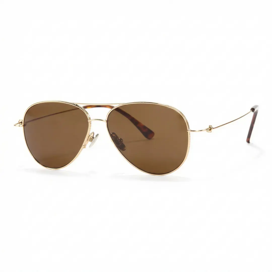 Angle view of Apex vintage aviator titanium sunglasses AT0262601S in brown