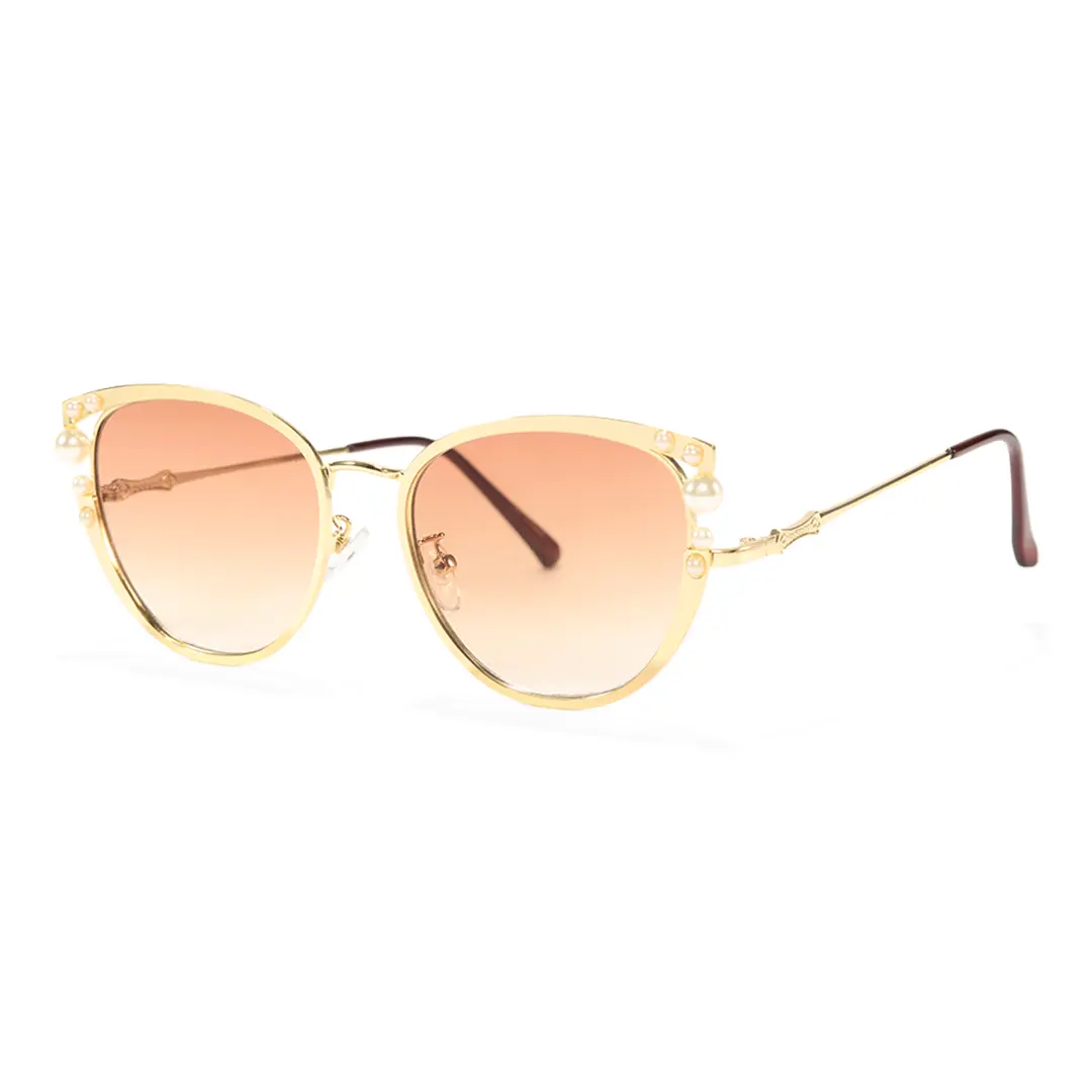 Angle view of Mamie cat eye metal sunglasses CM0042505 in beige