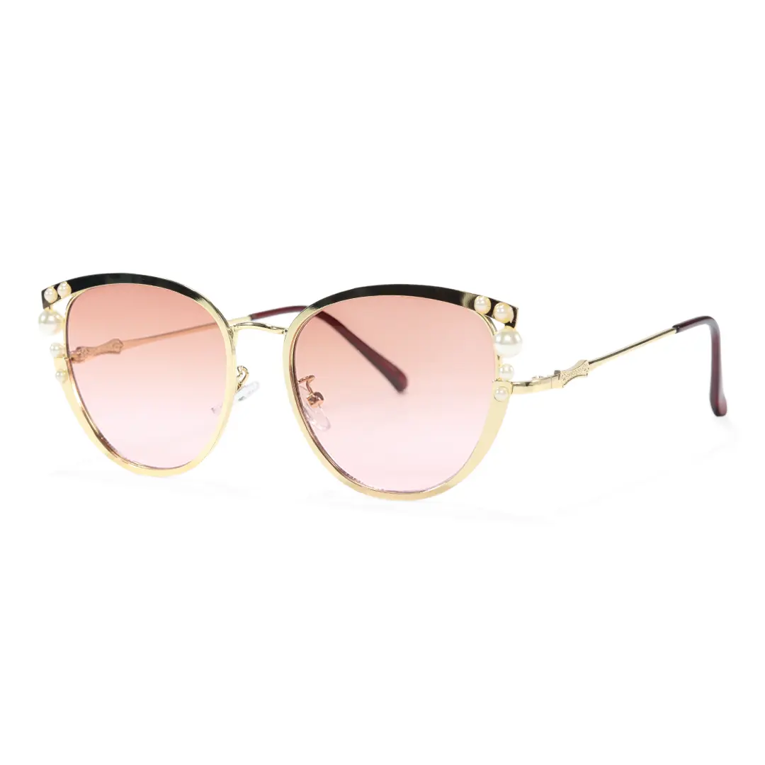 Angle view of Mamie cat eye metal sunglasses CM0042505 in pink