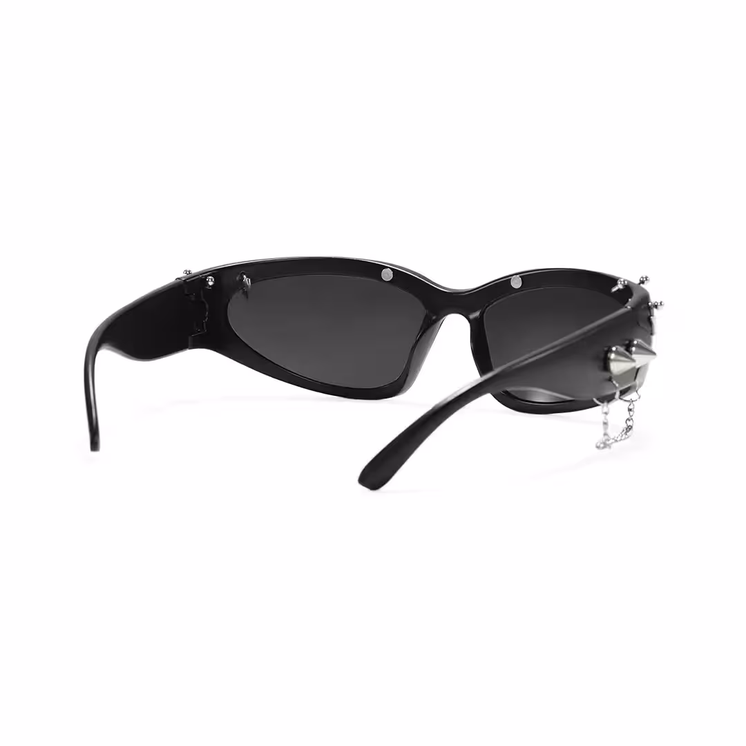 Back view of Nash cat eye pc handcrafted polarized sunglasses in black. SPU: CP0032511