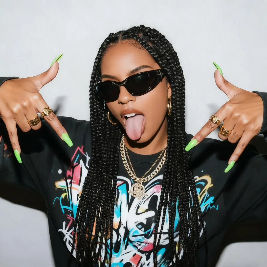 Close-up of female wearing black cat eye handcrafted polarized sunglasses CP0032511 with playful expression