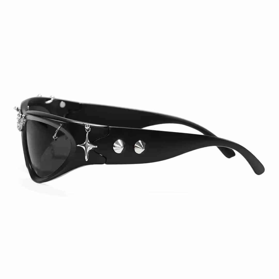 Side view of Nash cat eye pc handcrafted polarized sunglasses in black. SPU: CP0032511