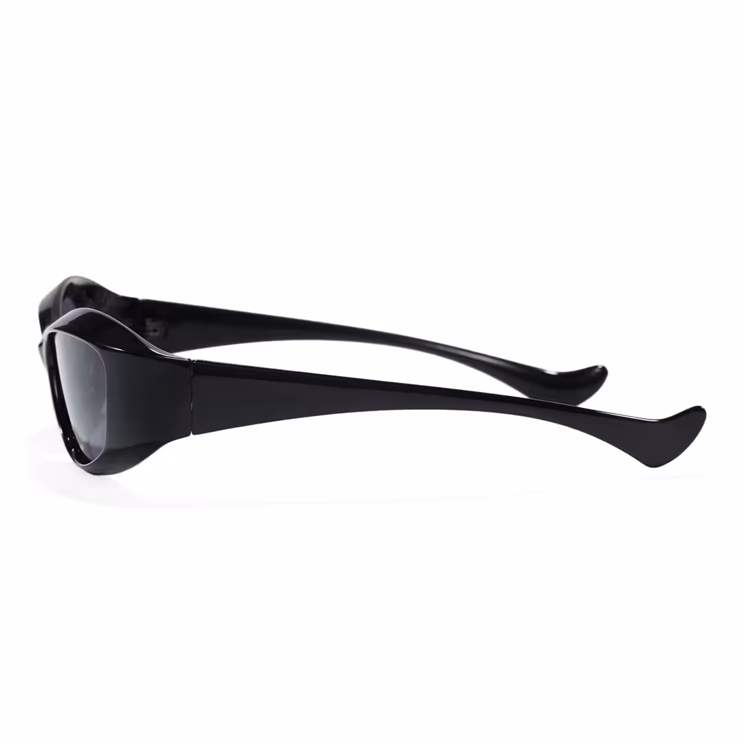 Side view of Fioleo y2k cat eye pc sunglasses in black. SPU: CP0172603
