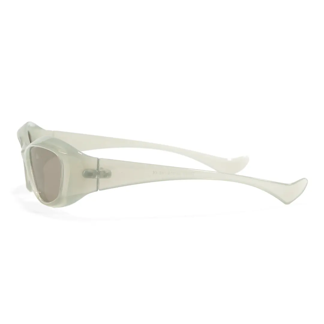 Side view of Fioleo cat eye pc sunglasses CP0172603 in green