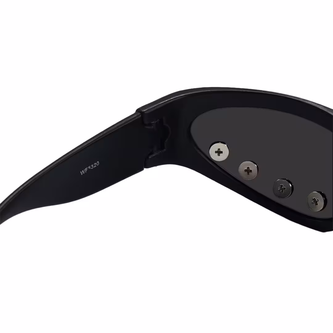 Hinge detail of Nex cat eye pc handcrafted polarized sunglasses CP0292605 in black