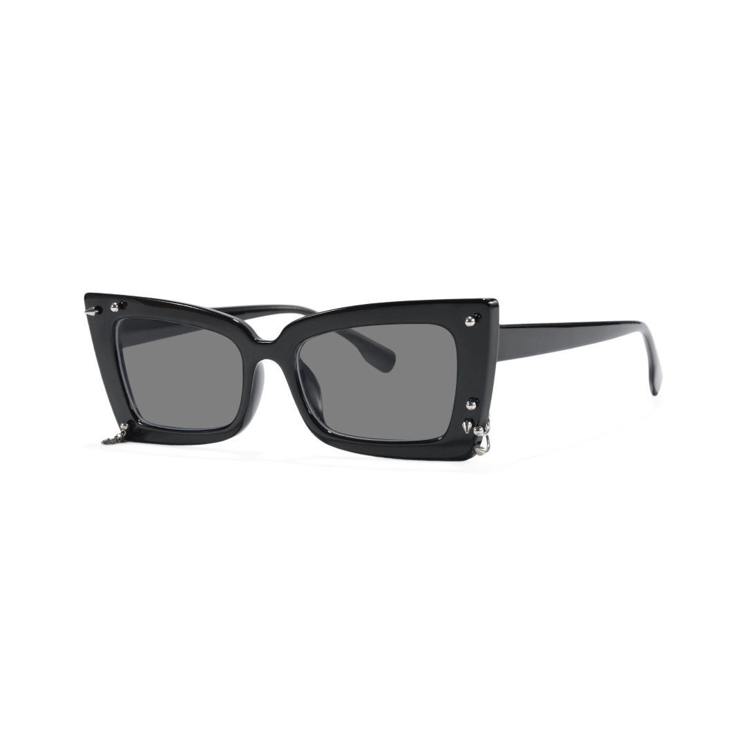 Angle view of Marlo cat-eye tr90 handcrafted polarized sunglasses CR0032509 in black