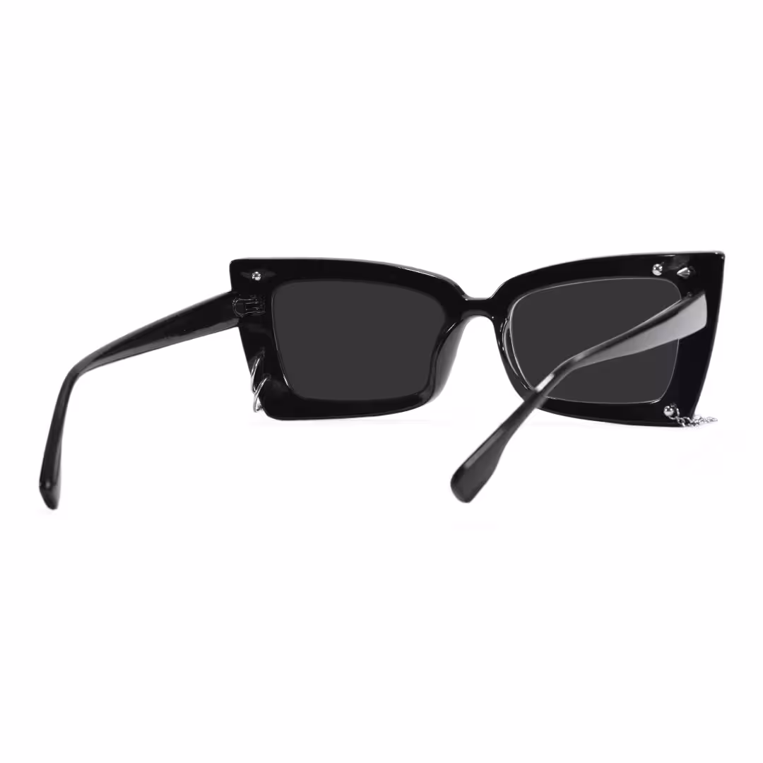 Back view of Marlo cat eye tr90 handcrafted polarized sunglasses in black. SPU: CR0032509