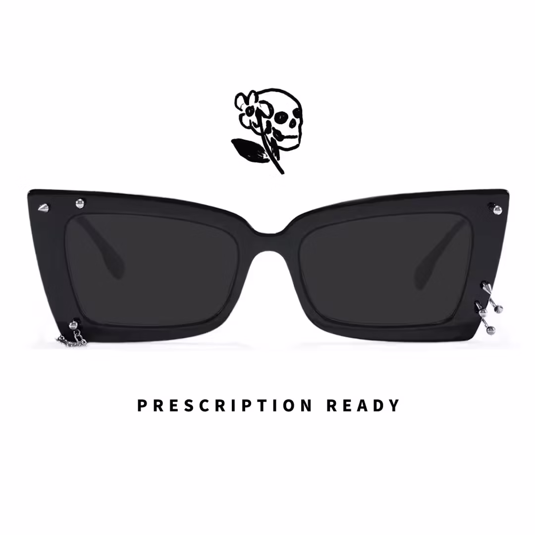 Front view of Marlo cat eye tr90 handcrafted polarized sunglasses CR0032509 in black