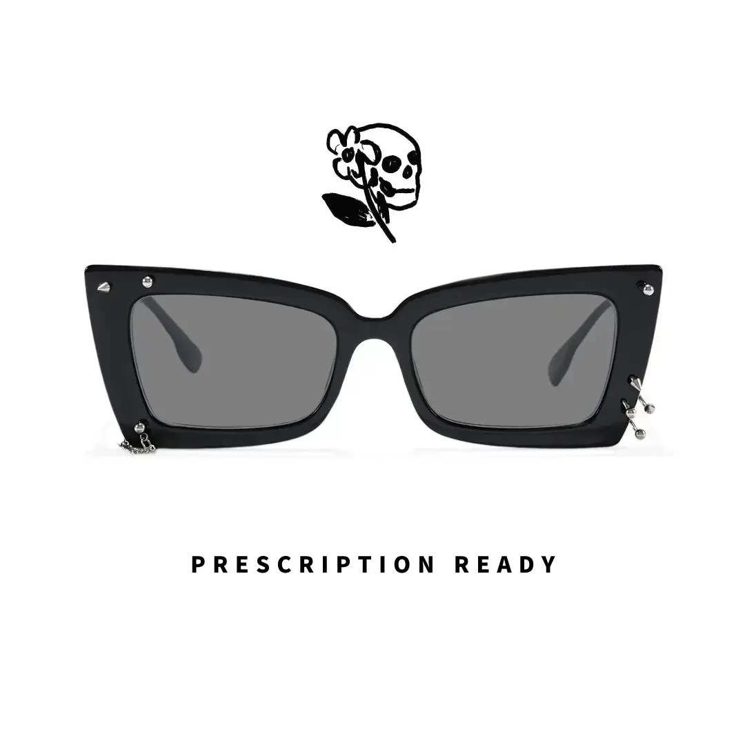 Front view of Marlo cat-eye tr90 handcrafted polarized sunglasses CR0032509 in black