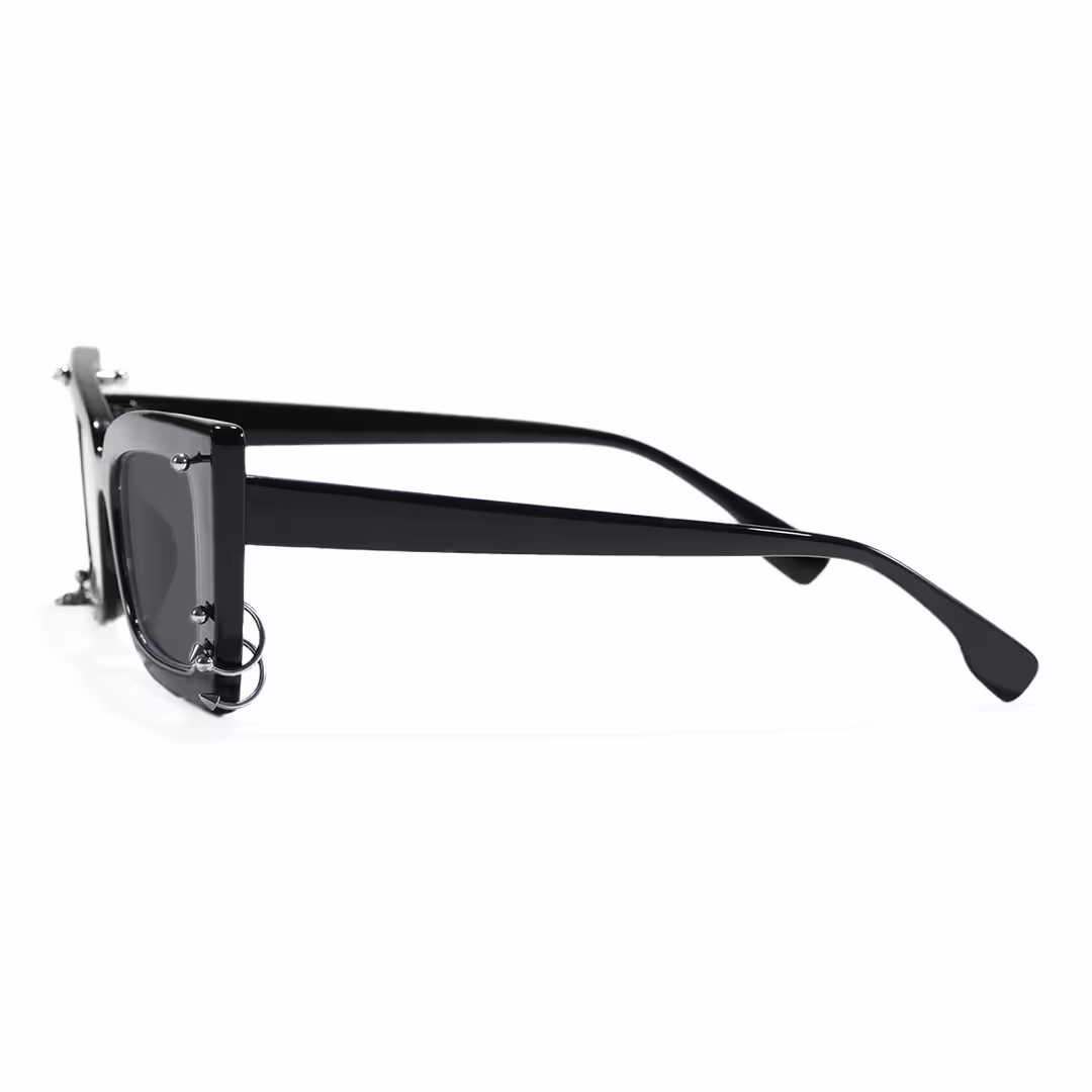 Side view of Marlo cat eye tr90 handcrafted polarized sunglasses in black. SPU: CR0032509
