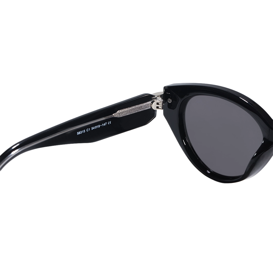 Hinge detail of Zoe cat eye tr90 sunglasses CR0042604 in black