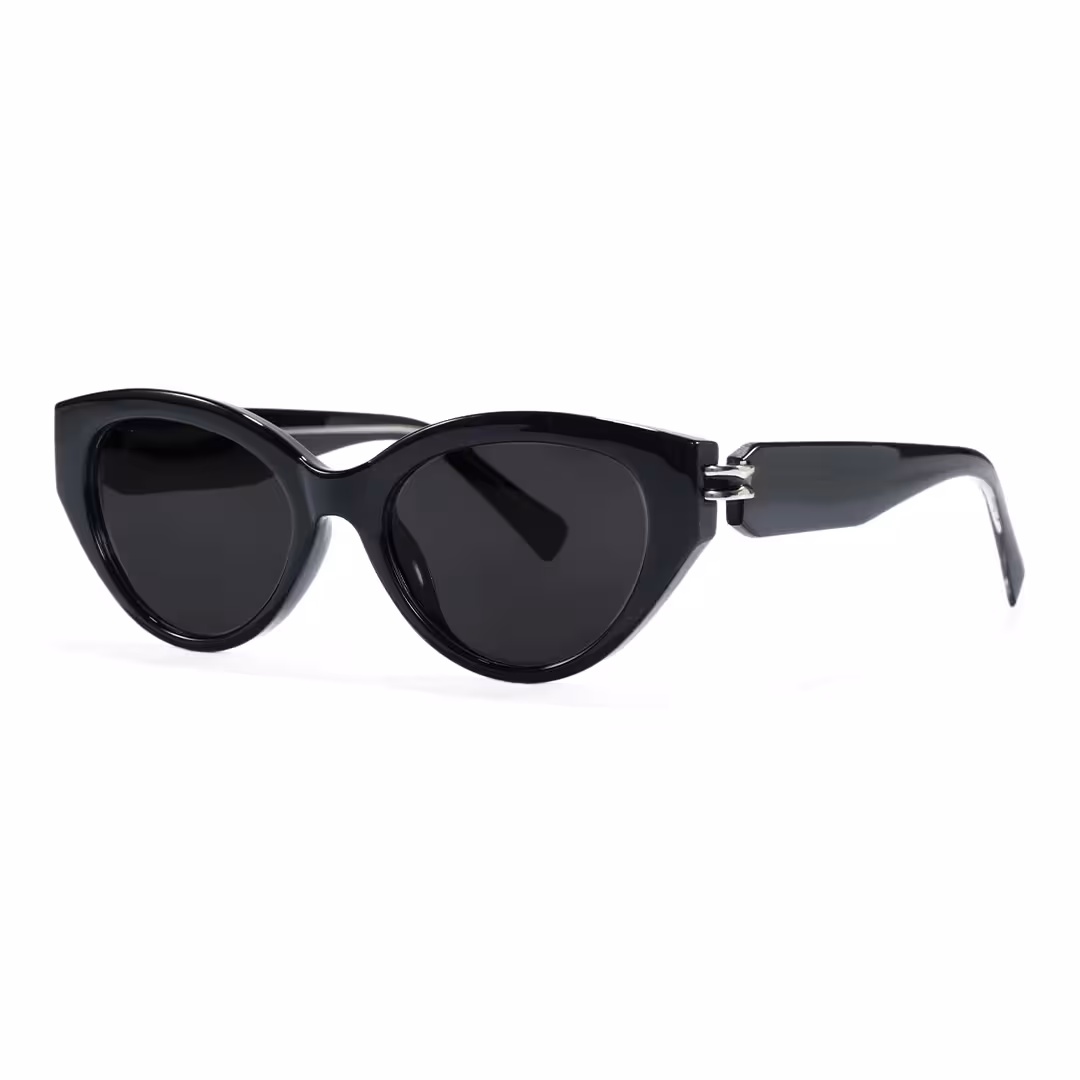 Angle view of Zoe fashion cat eye tr90 sunglasses CR0042604 in black