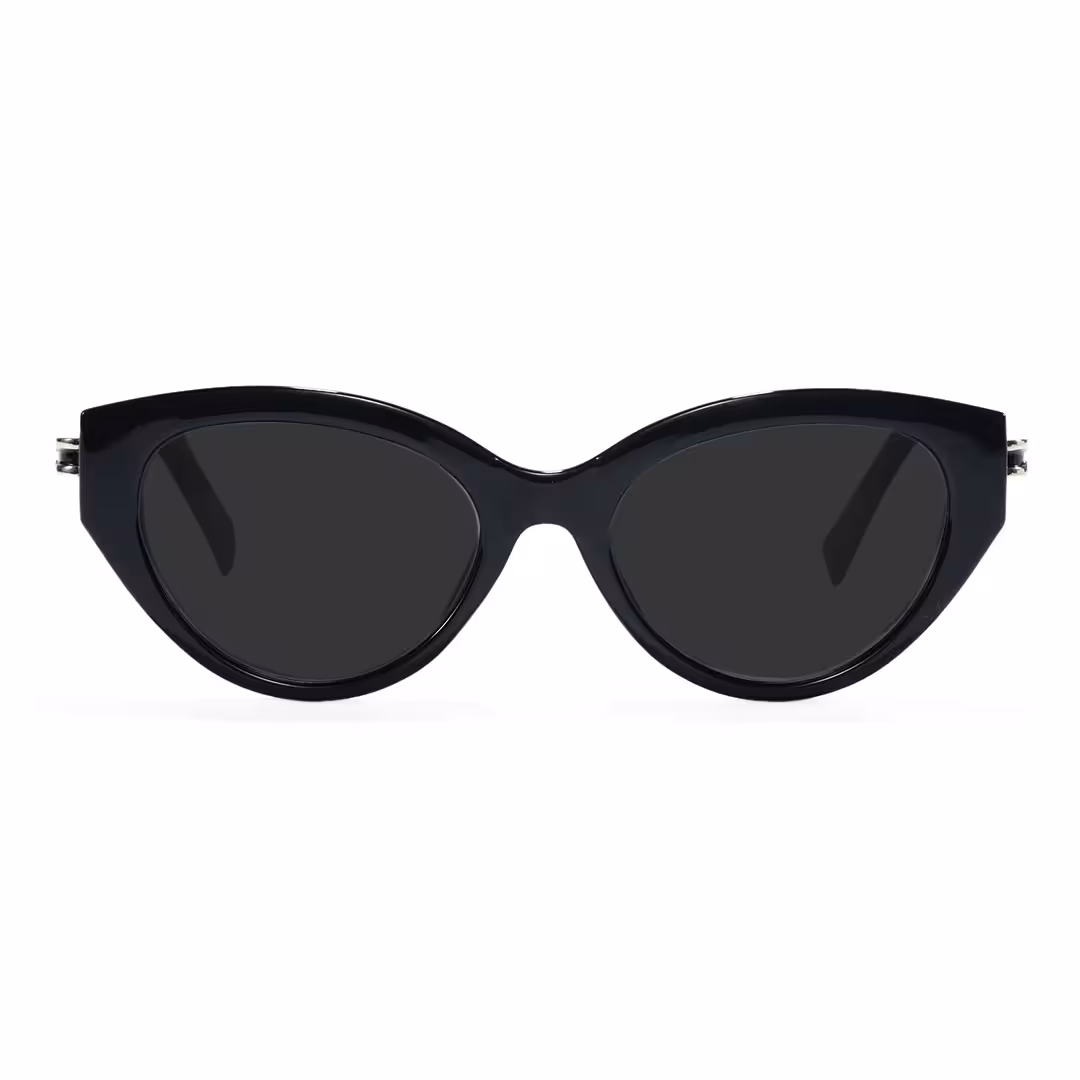 Front view of Zoe fashion cat eye tr90 sunglasses CR0042604 in black