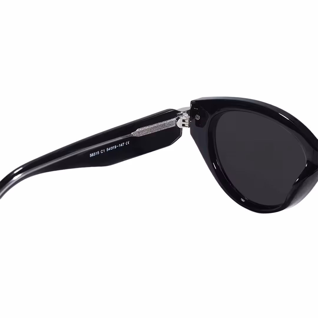 Hinge detail of Zoe fashion cat eye tr90 sunglasses CR0042604 in black