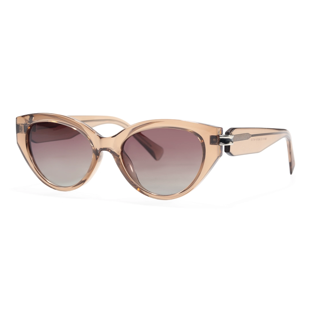 Angle view of Zoe cat eye tr90 sunglasses CR0042604 in brown