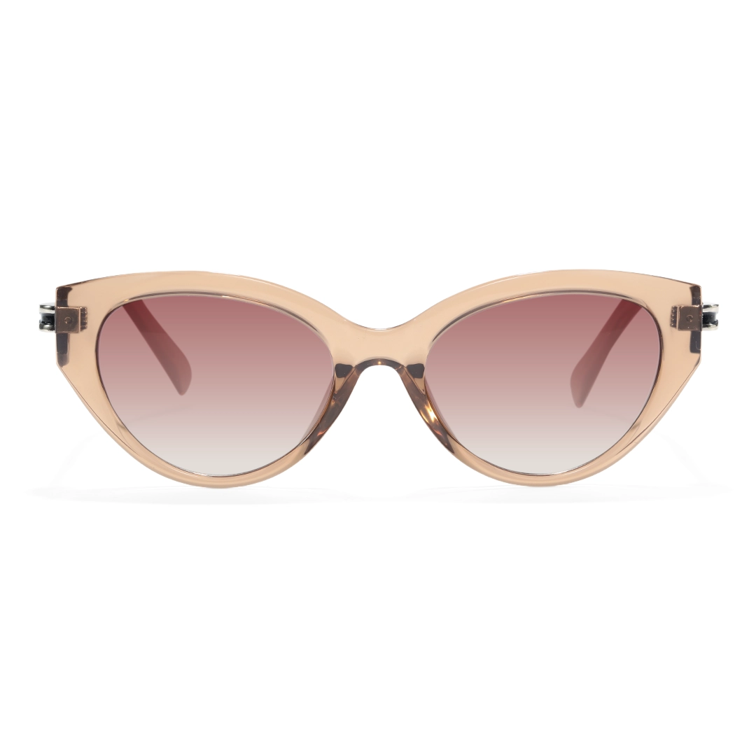 Front view of Zoe cat eye tr90 sunglasses CR0042604 in brown