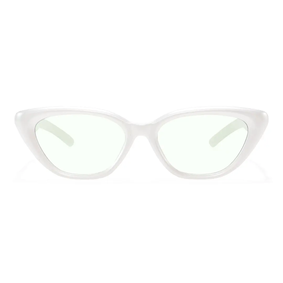 Front view of Bnew cat eye tr90 sunglasses CR0272403 in white