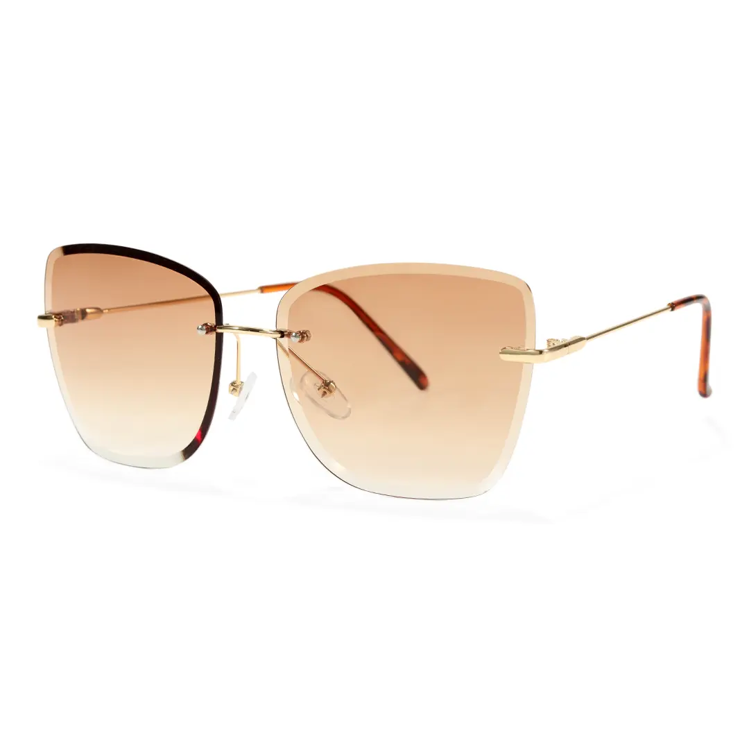 Angle view of Paula cat eye metal sunglasses CX0102505 in beige