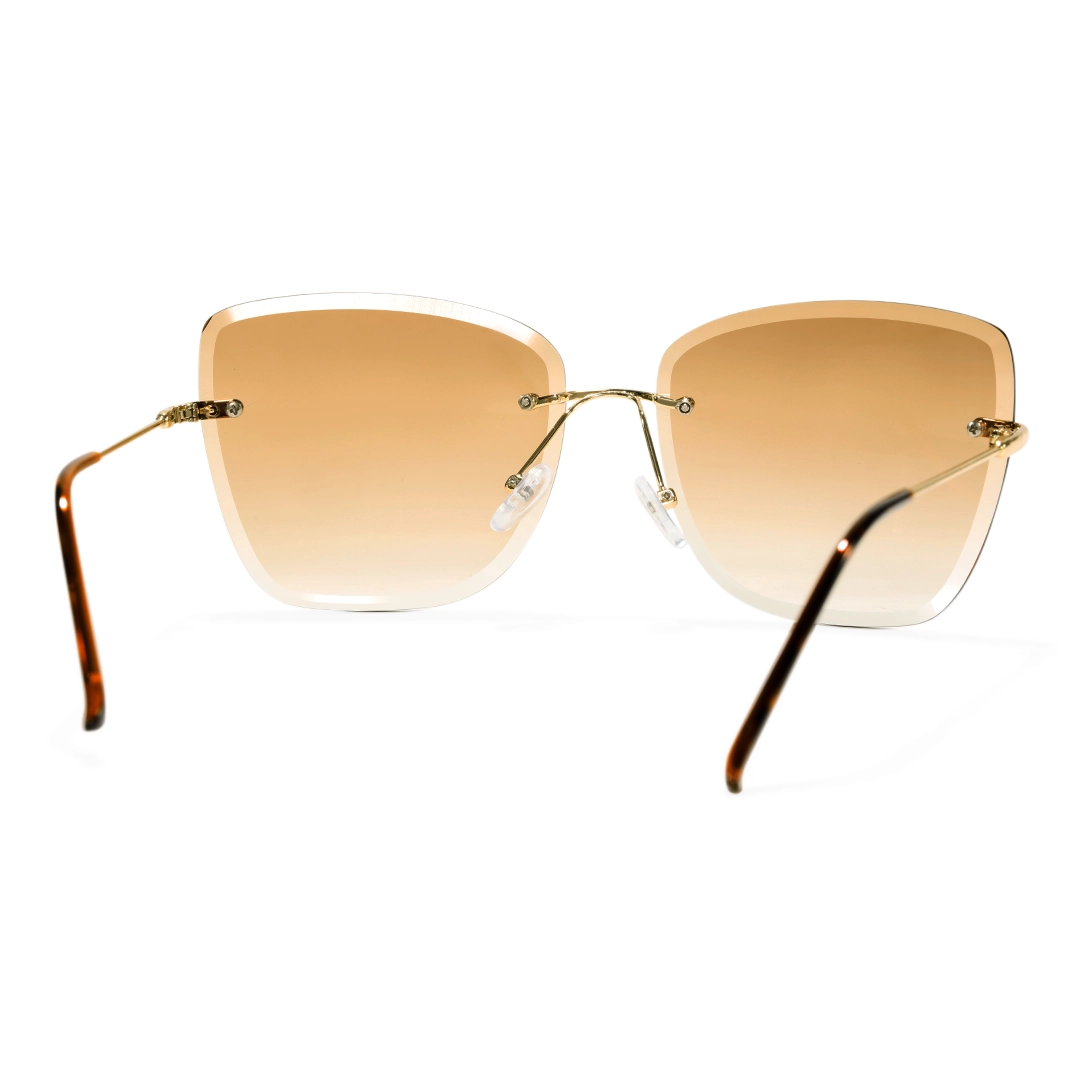 Back view of Paula cat eye metal sunglasses CX0102505 in beige