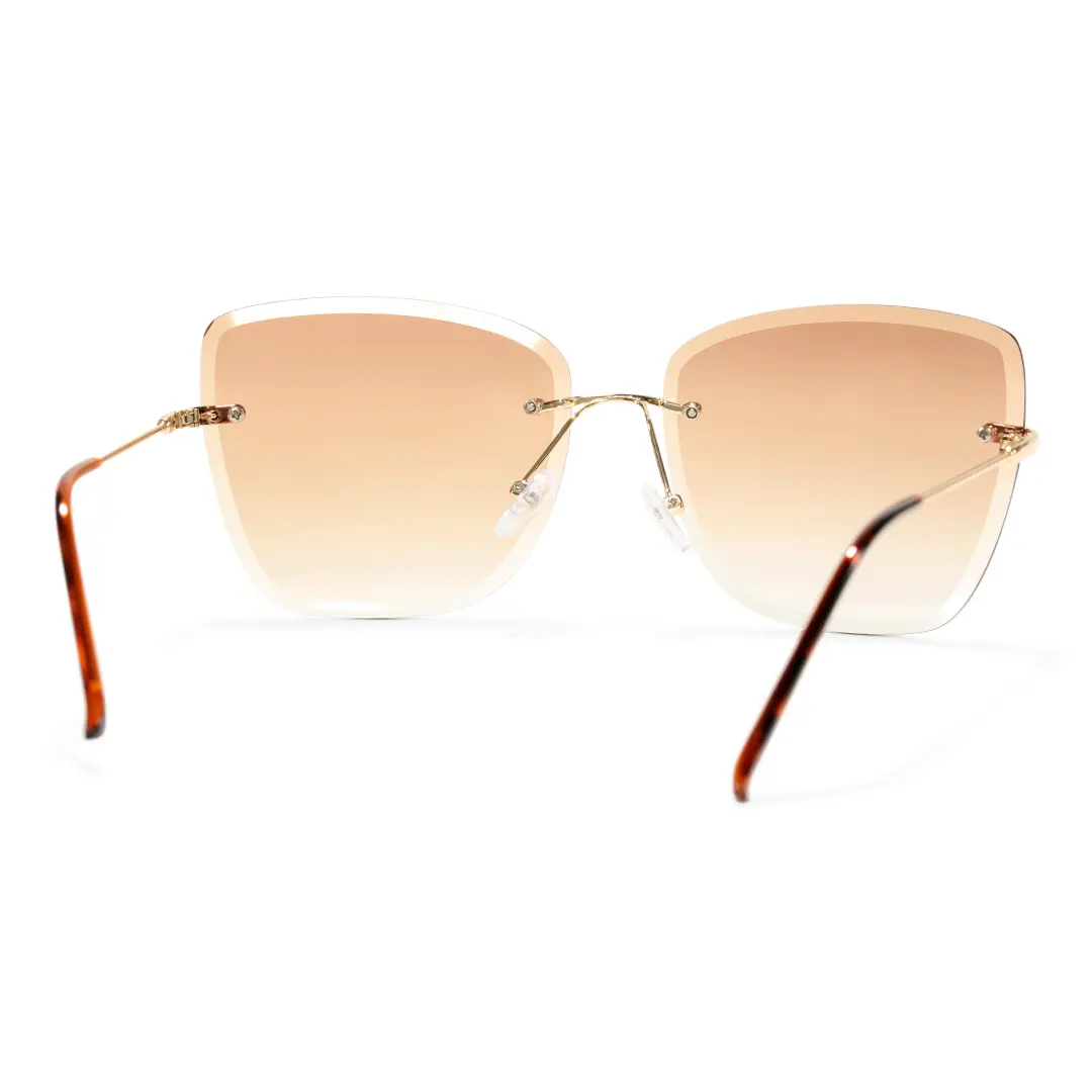 Back view of Paula cat eye metal sunglasses CX0102505 in beige