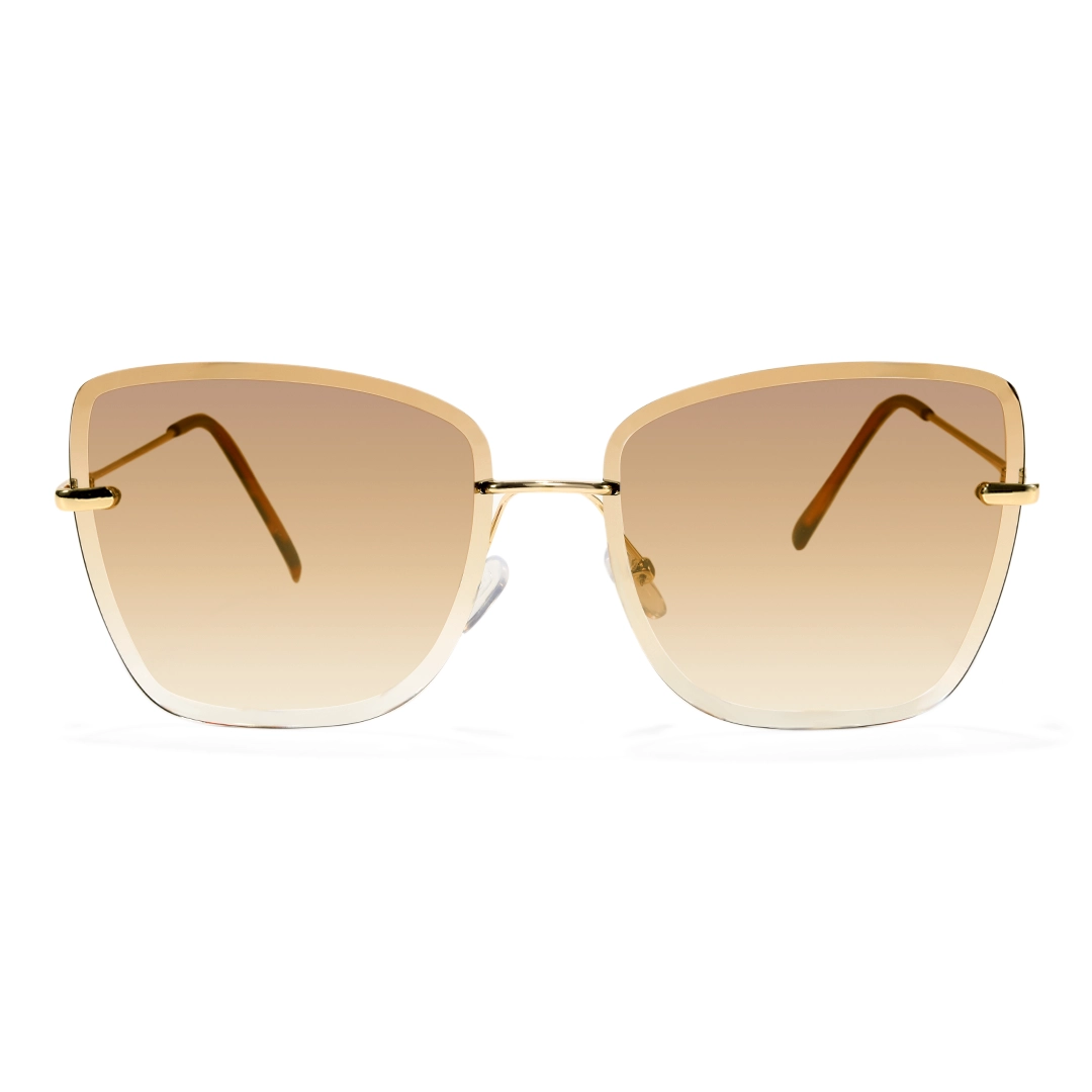 Front view of Paula cat eye metal sunglasses CX0102505 in beige