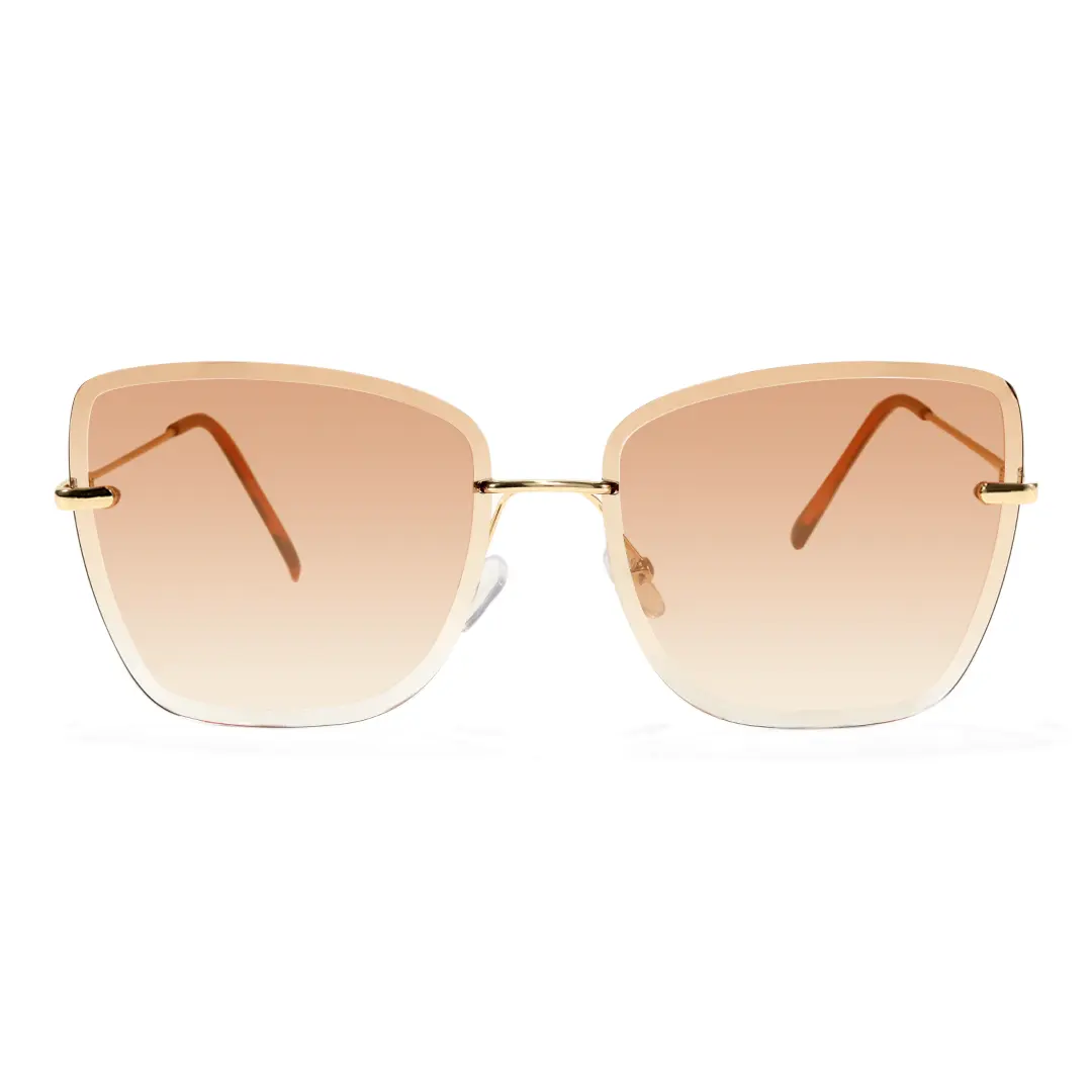 Front view of Paula cat eye metal sunglasses CX0102505 in beige
