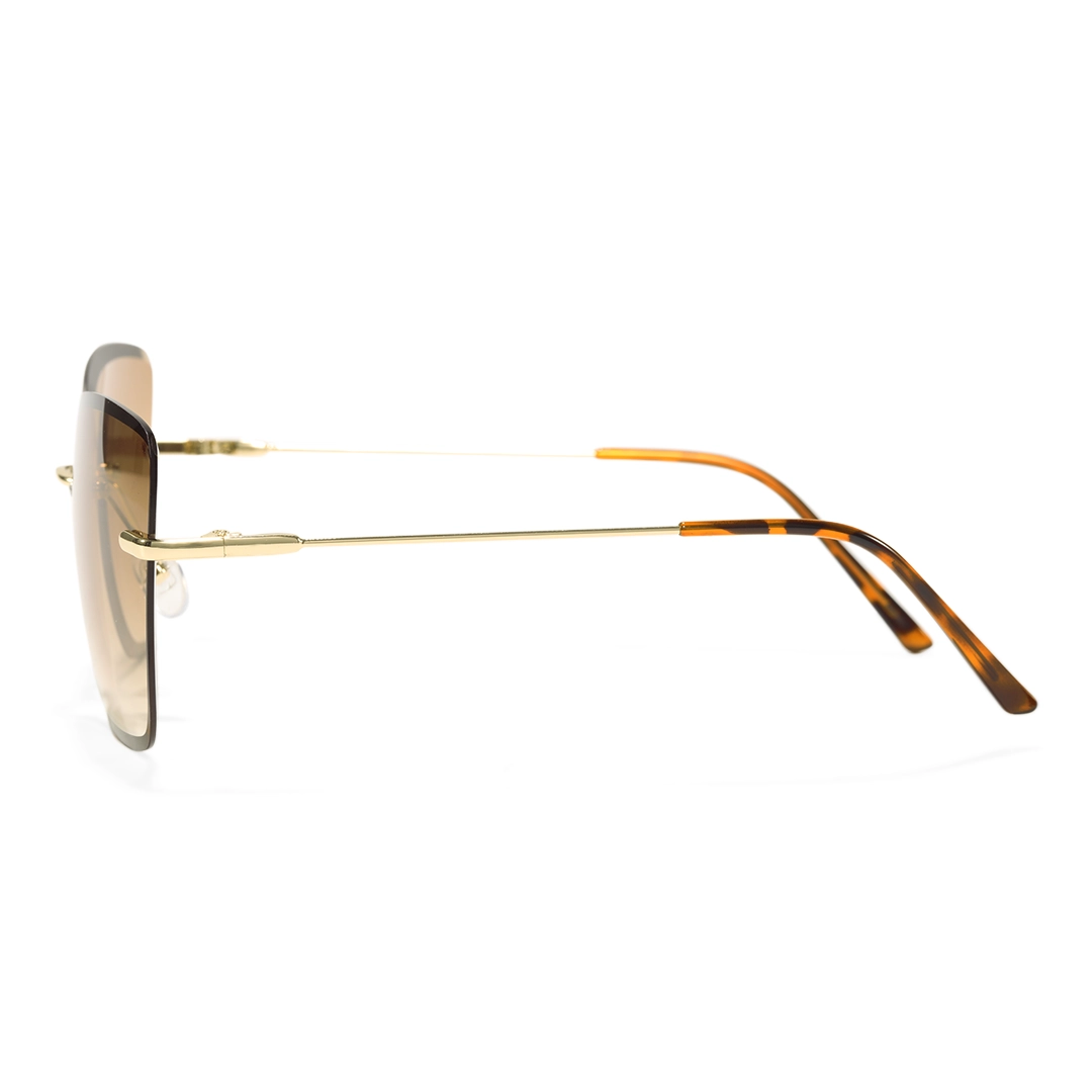 Side view of Paula cat eye metal sunglasses CX0102505 in beige
