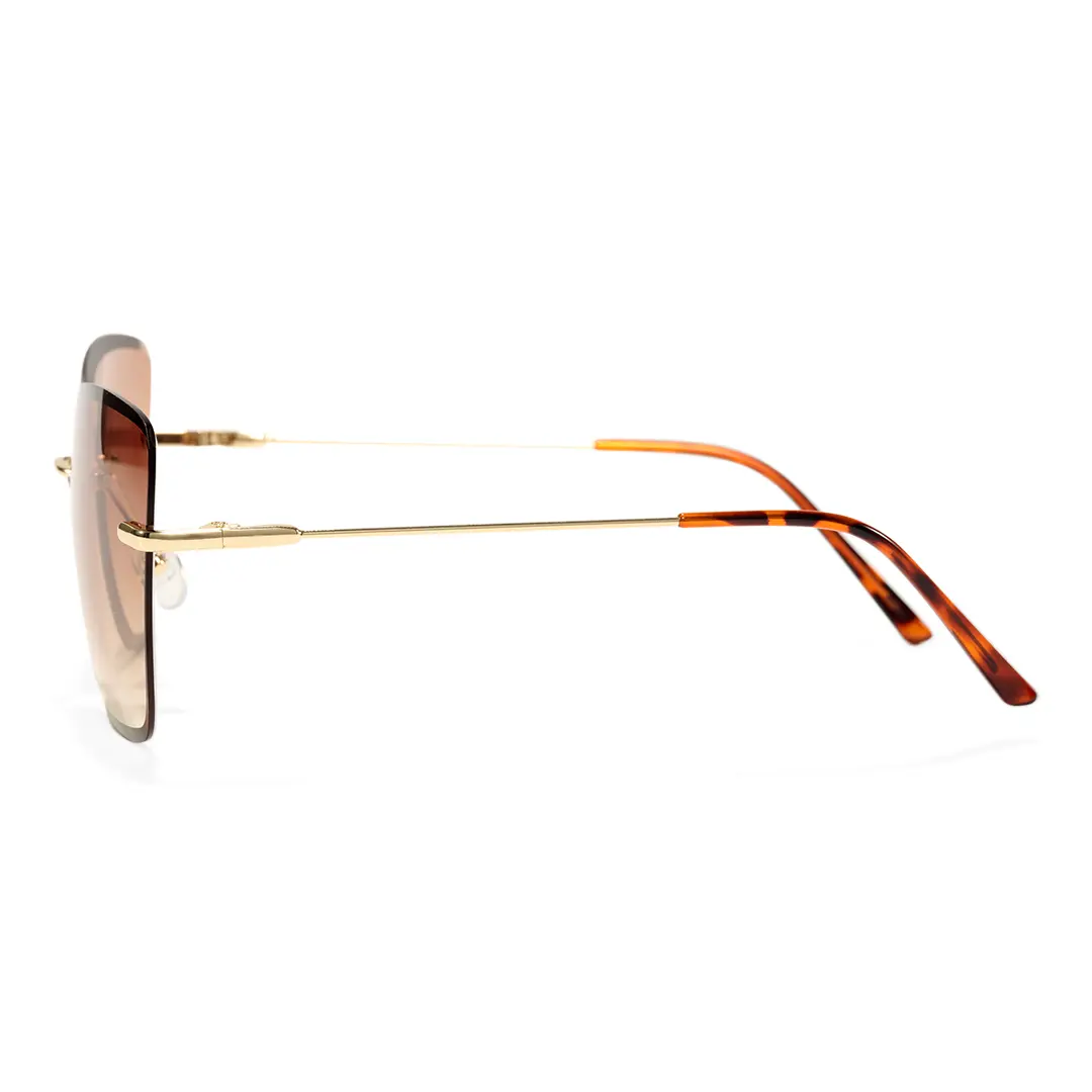 Side view of Paula cat eye metal sunglasses CX0102505 in beige