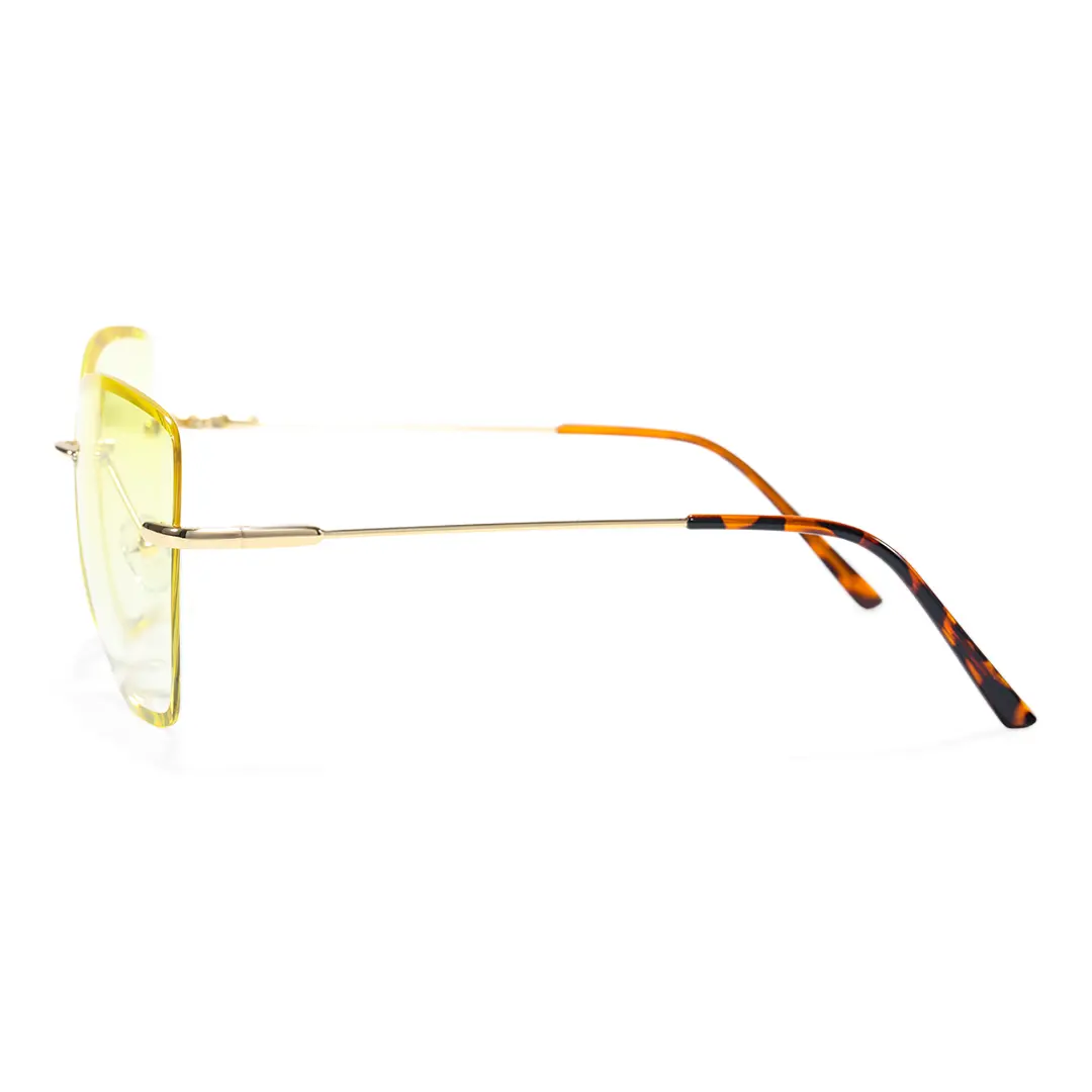 Side view of Paula cat eye metal sunglasses CX0102505 in yellow