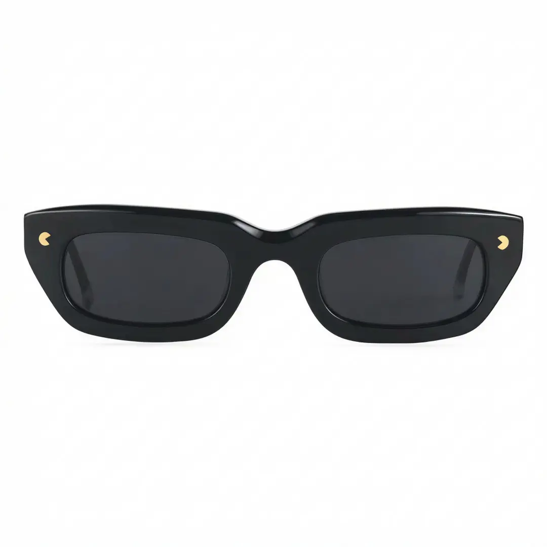 Front view of Gael nerd rectangle acetate sunglasses EA0072305S in black