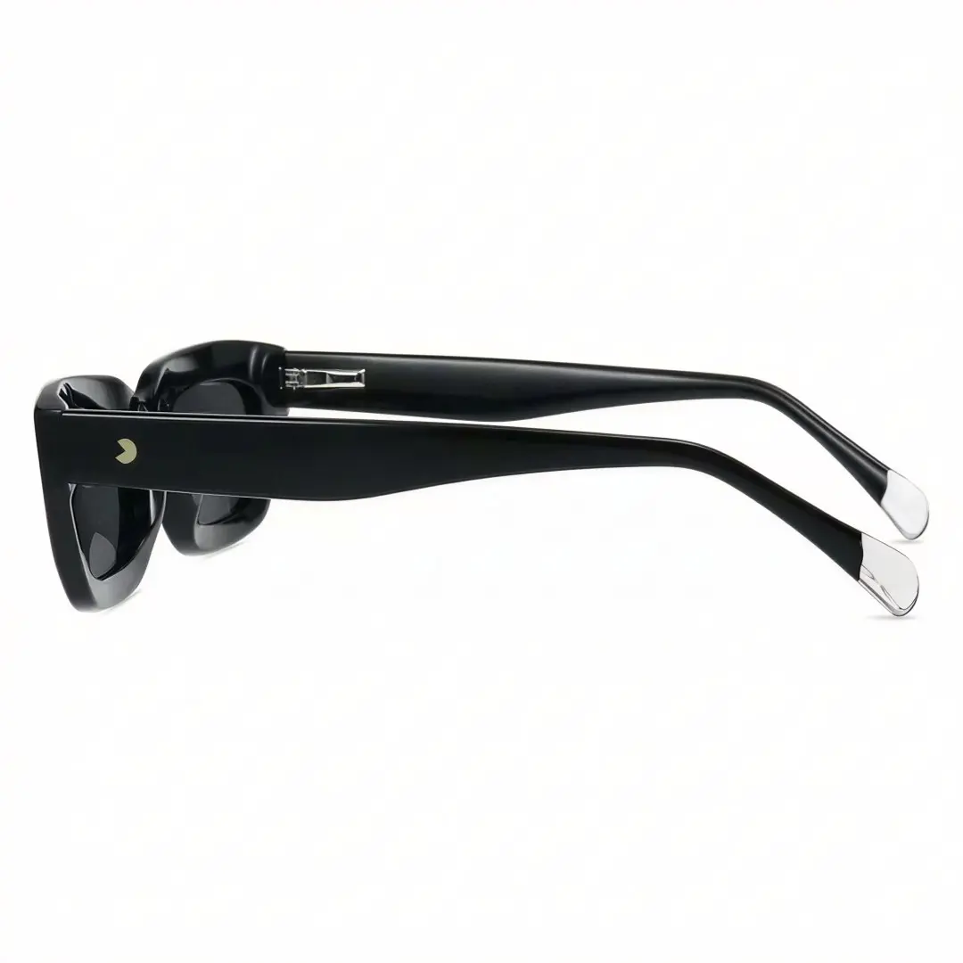 Side view of Gael nerd rectangle acetate sunglasses in black. SPU: EA0072305S