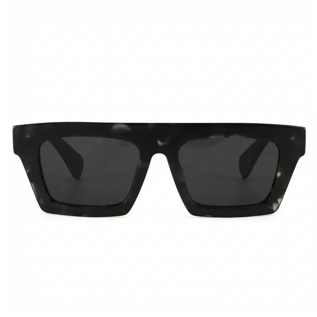 Front view of Bastian fashion rectangle acetate sunglasses EA0442508S in black