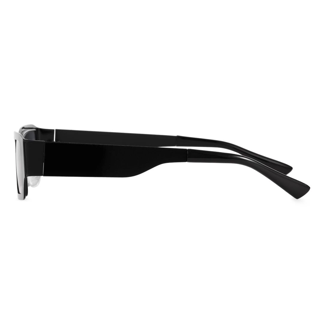 Side view of Taffy fashion rectangle metal sunglasses EM0072406 in black