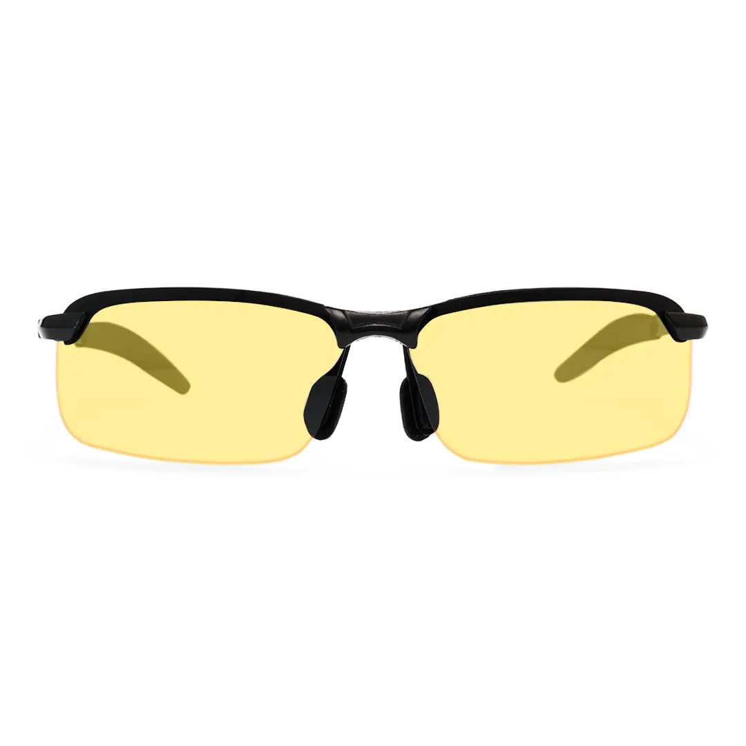 Front view of Kara rectangle metal sunglasses EM0072502 in yellow