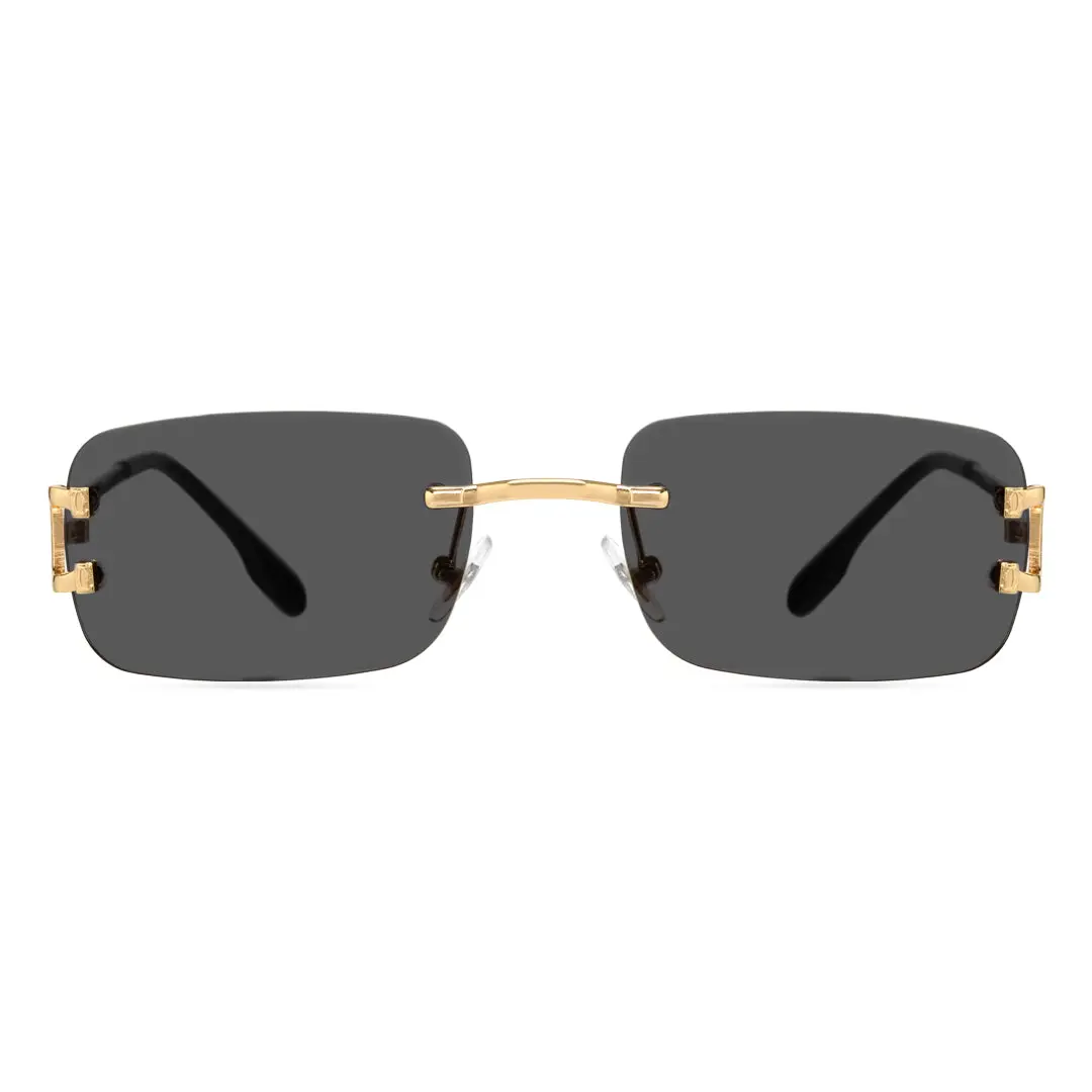 Front view of Shelby rectangle metal sunglasses EM0122410 in black