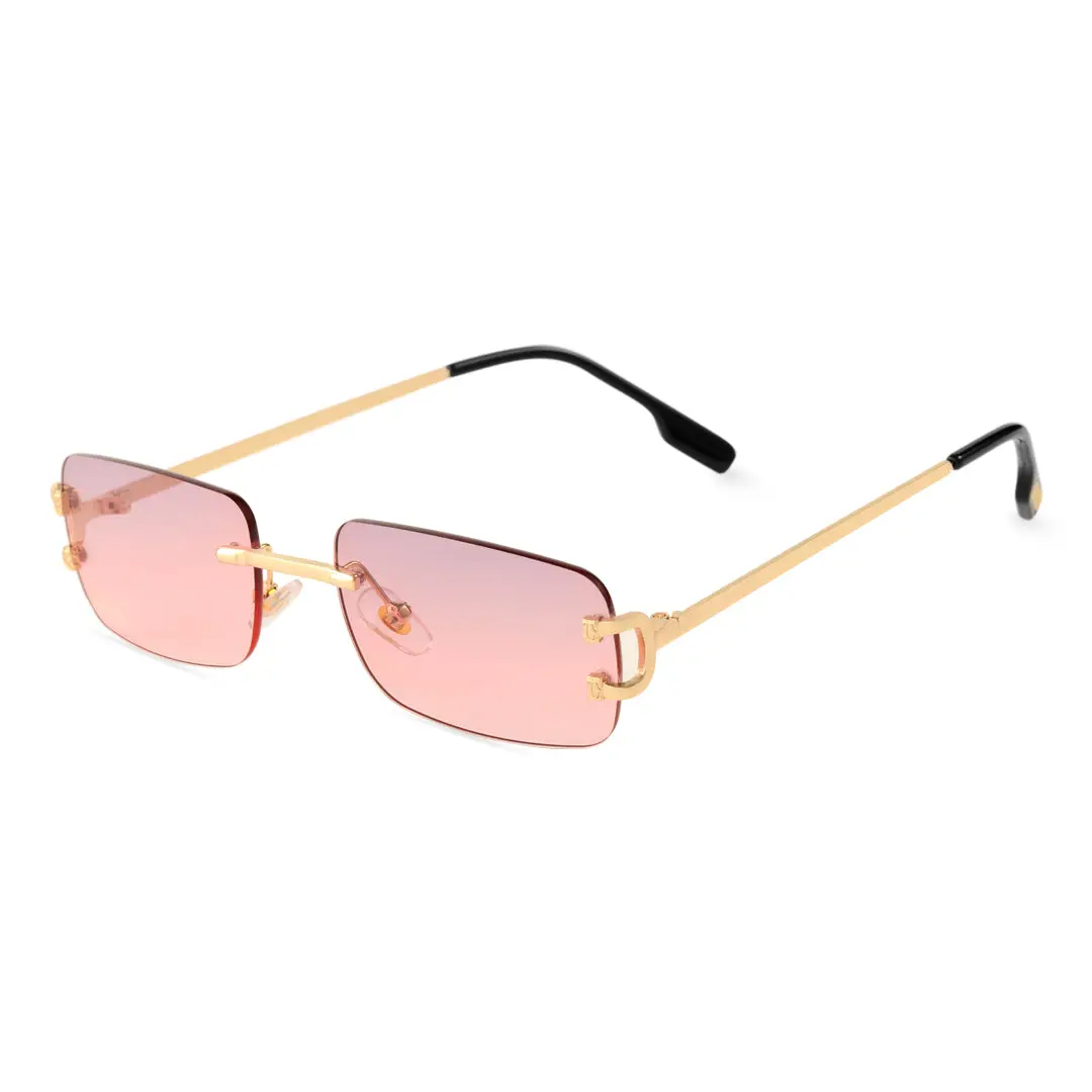Angle view of Shelby rectangle metal sunglasses EM0122410 in pink