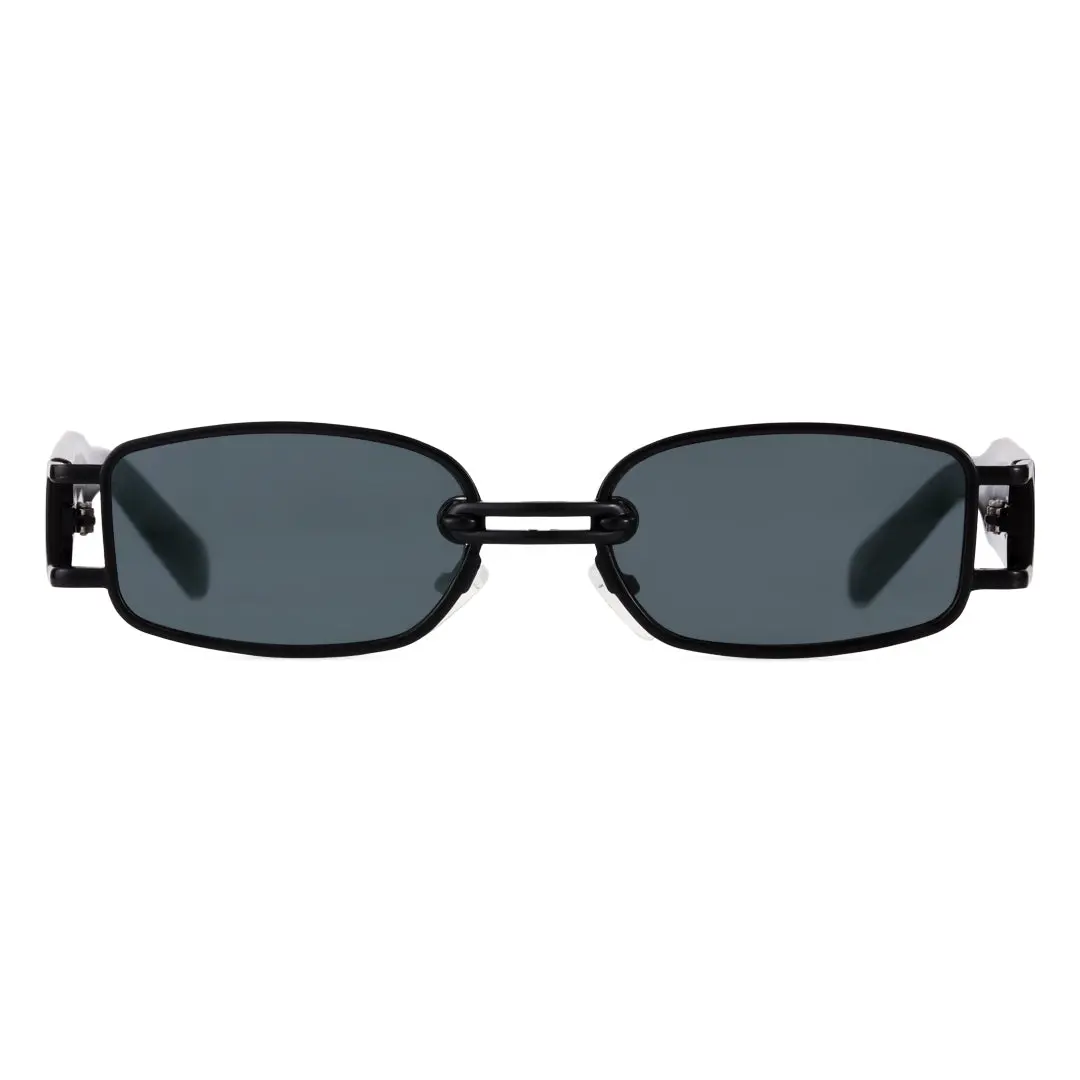 Front view of Bitle rectangle metal sunglasses EM0192303 in black