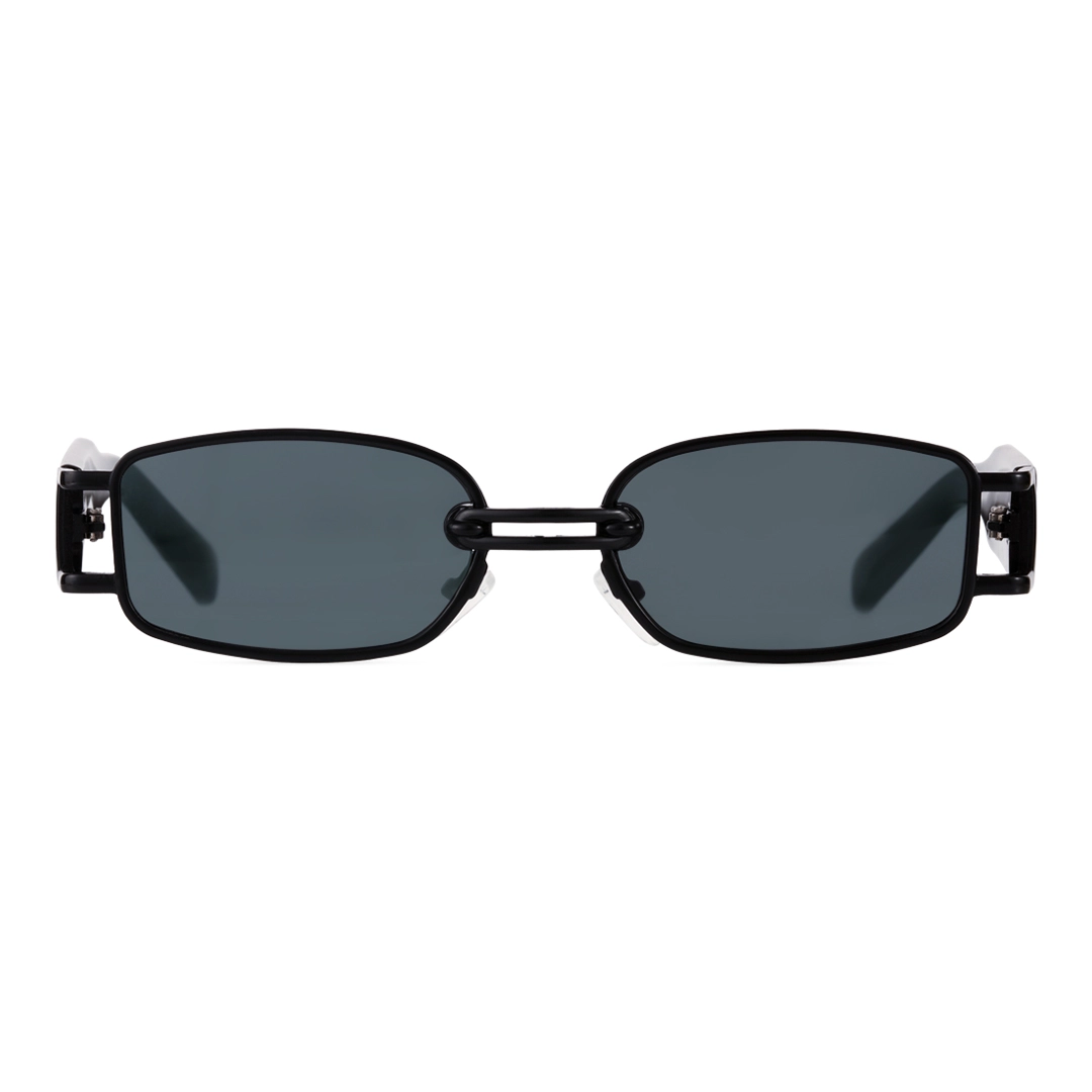 Front view of Bitle fashion rectangle metal sunglasses EM0192303 in black