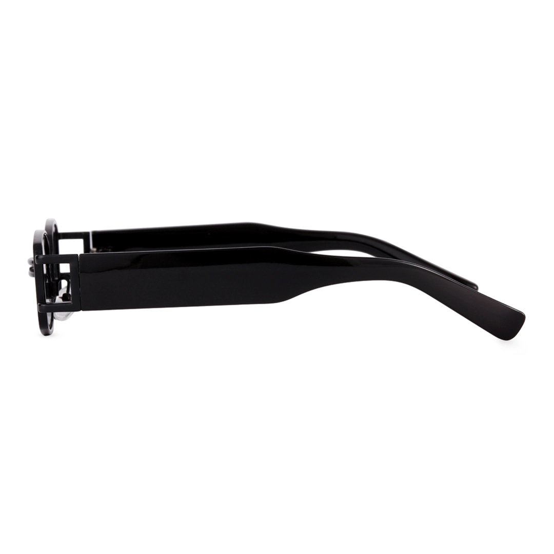 Side view of Bitle fashion rectangle metal sunglasses EM0192303 in black